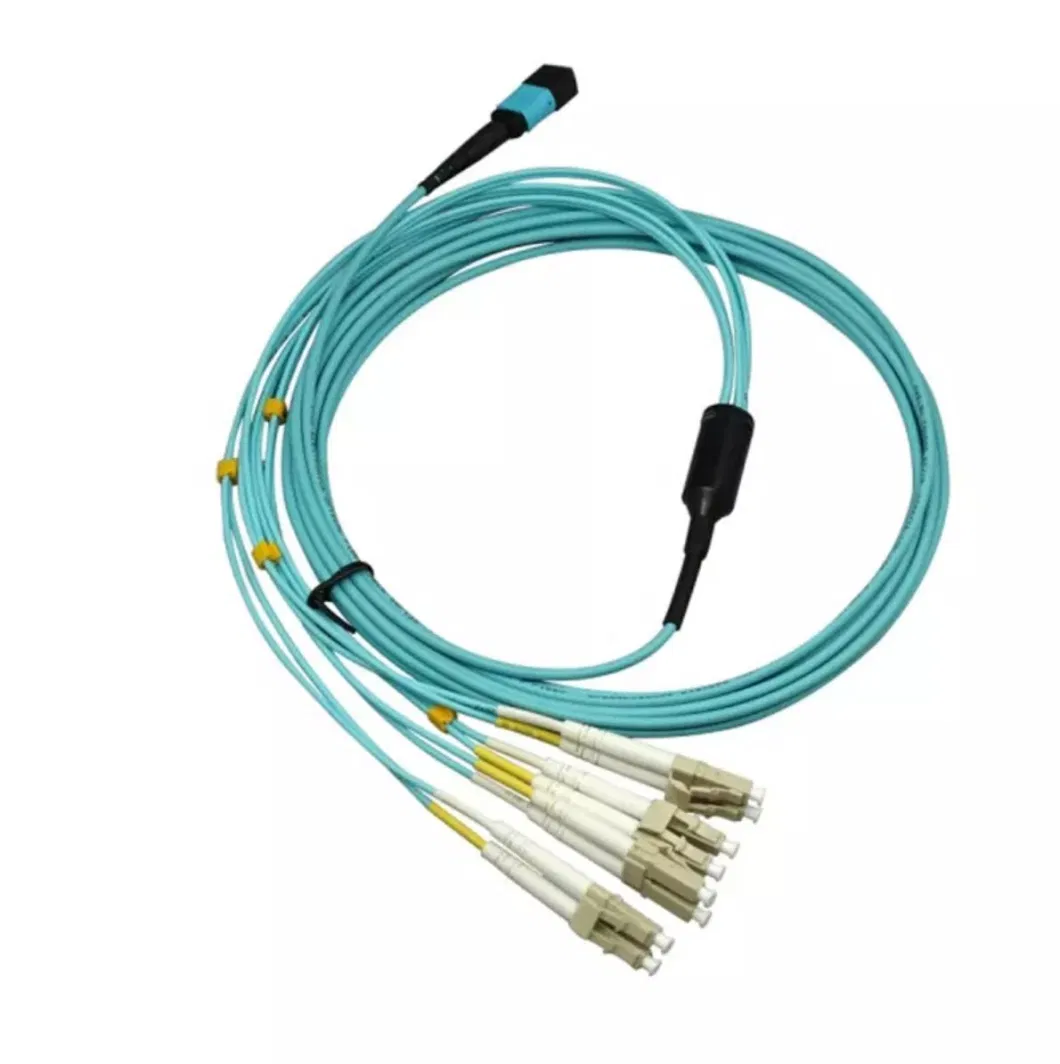 MPO to LC 8/12 Fibers Om3 50/125 Multimode MPO-8LC Fiber Optic Patch Cord Breakout Cable