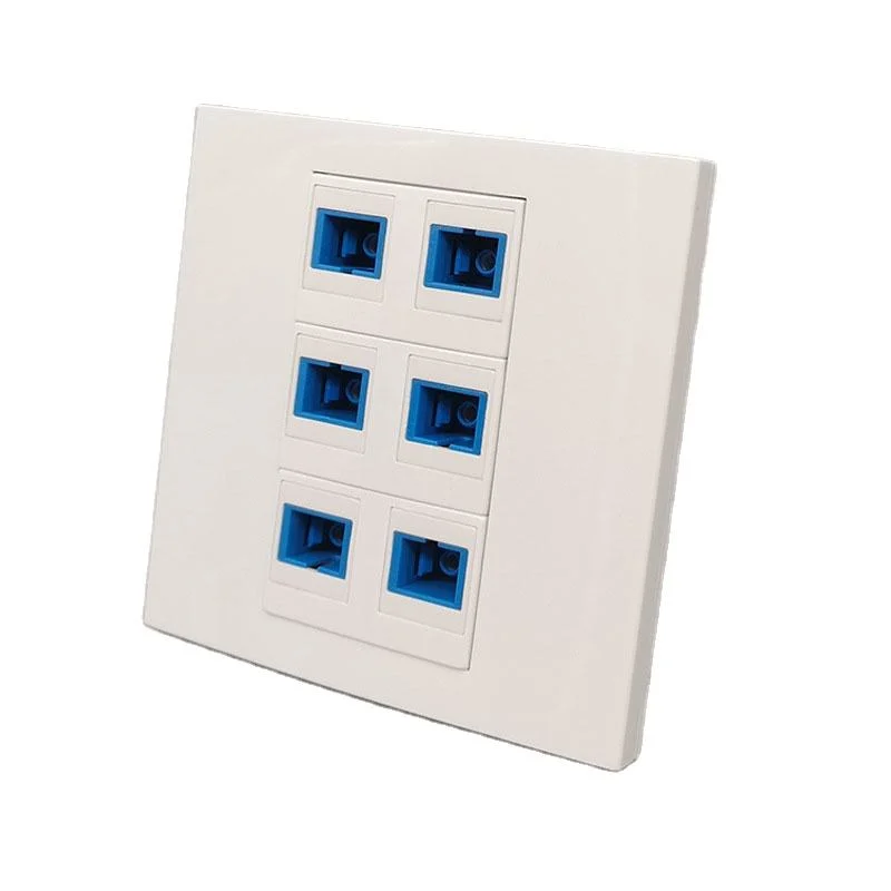 6 Port FTTH Wall Face Plate SC Fiber Optic Socket