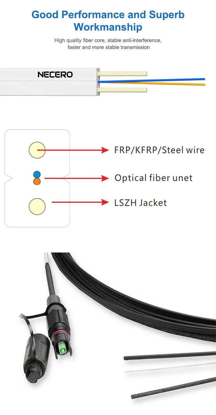 Gjyxch G657A2 Single Mode 1 Core FTTH Drop Cable Necero Brand