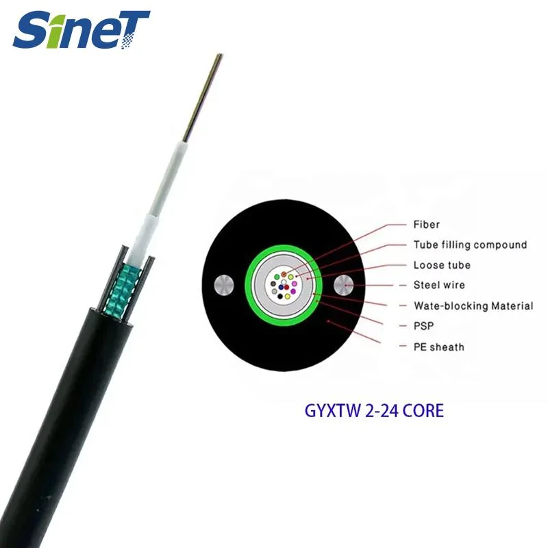 Aerial Fiber Optik Kablo 4 6 8 12 Core Fo GYXTW Fiber Optical Cable