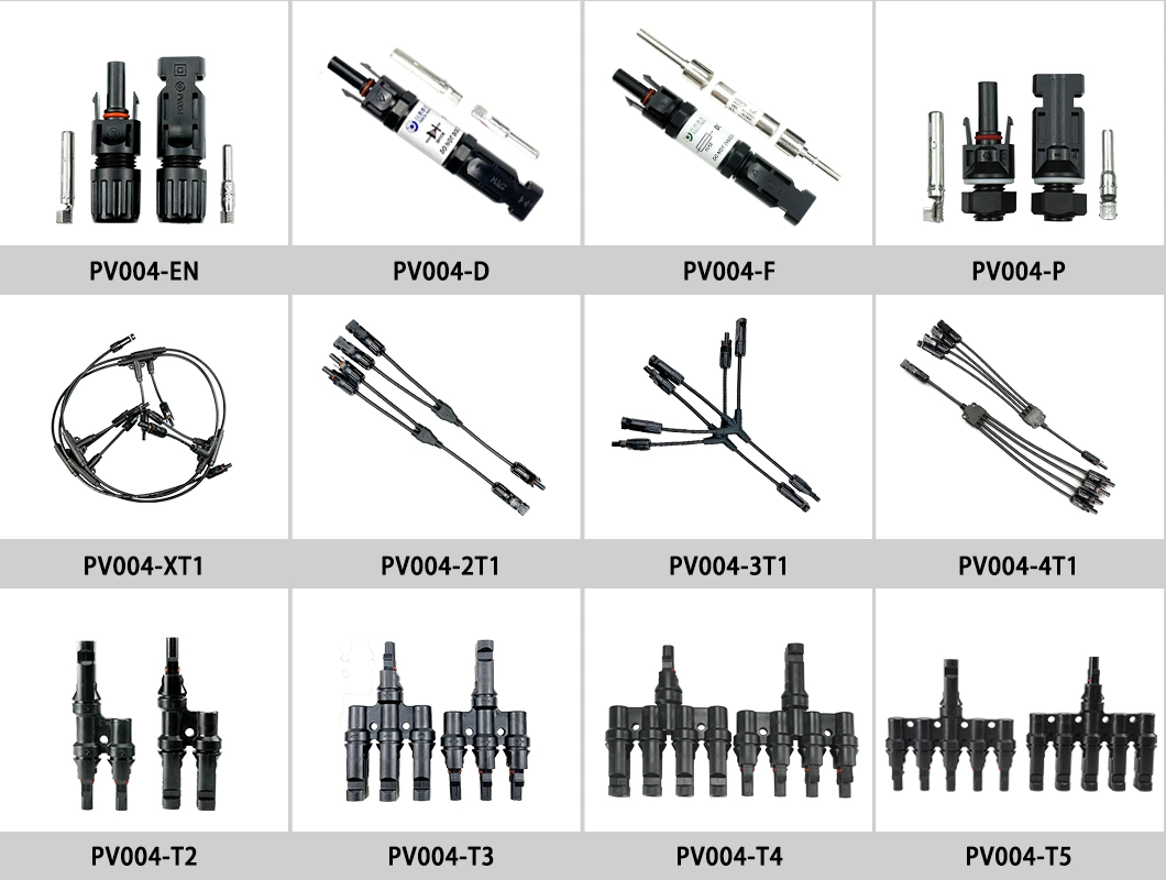 PV Cable Connector PV004-4t1 Y Branch Solar Panel Connector Parallel Connection IP65 From China Factory