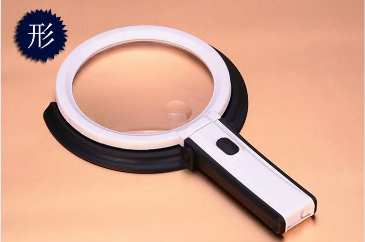 Folding Handheld Magnifying Glass Illuminating Desktop Magnifier with 10 LED Light