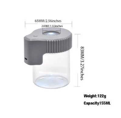 Transparent Storage Custom Smell Proof LED Glass Jar with Magnifying Light Stash Herb Container