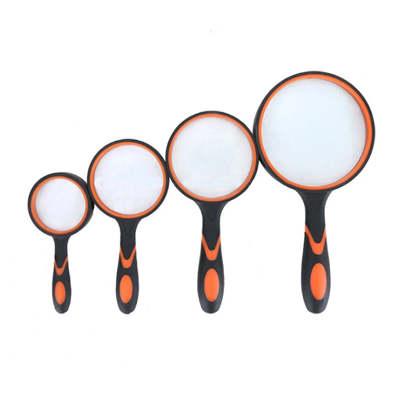 Two Color Handheld High-Definition Rubber Reading High-Power Magnifying Glass