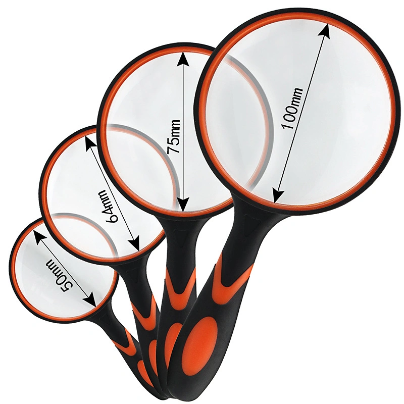 Two Color Handheld High-Definition Rubber Reading High-Power Magnifying Glass