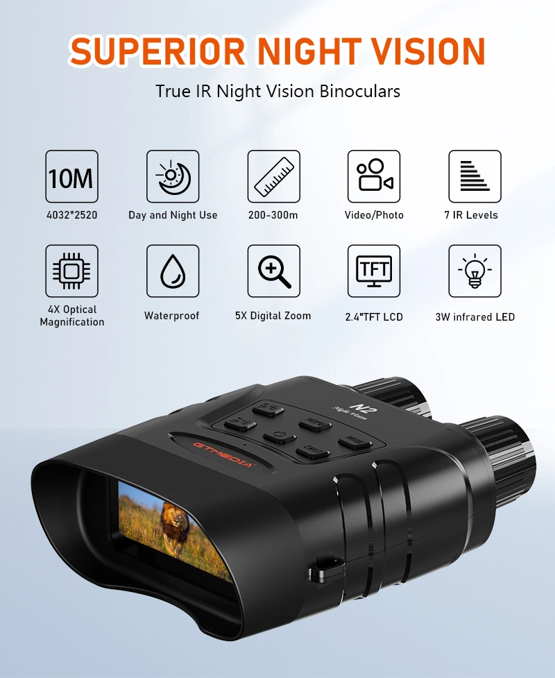 Gtmedia N2 F1.2 Lens Day and Night Hunting Digital Infrared Night Vision Binoculars with 2.31" LCD Screen