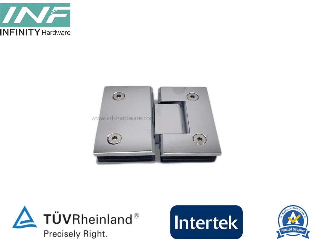 Glass to Glass Straight Corner 180° Glass Door Shower Hinge with 85° & 90° Pin Adjustable Function Chrome Finished