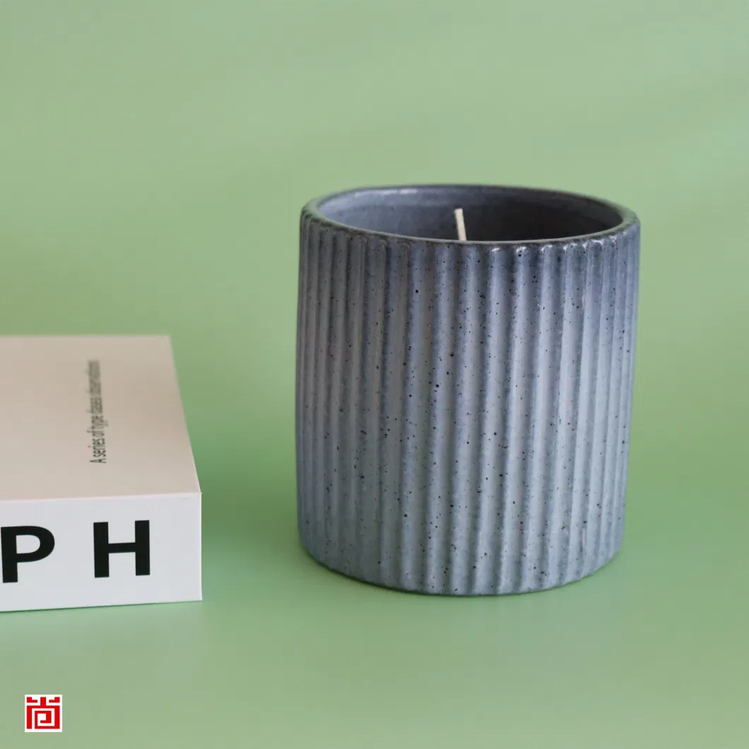 The Festival Celebrates The Deep Blue Striped Ceramic Candle Holders