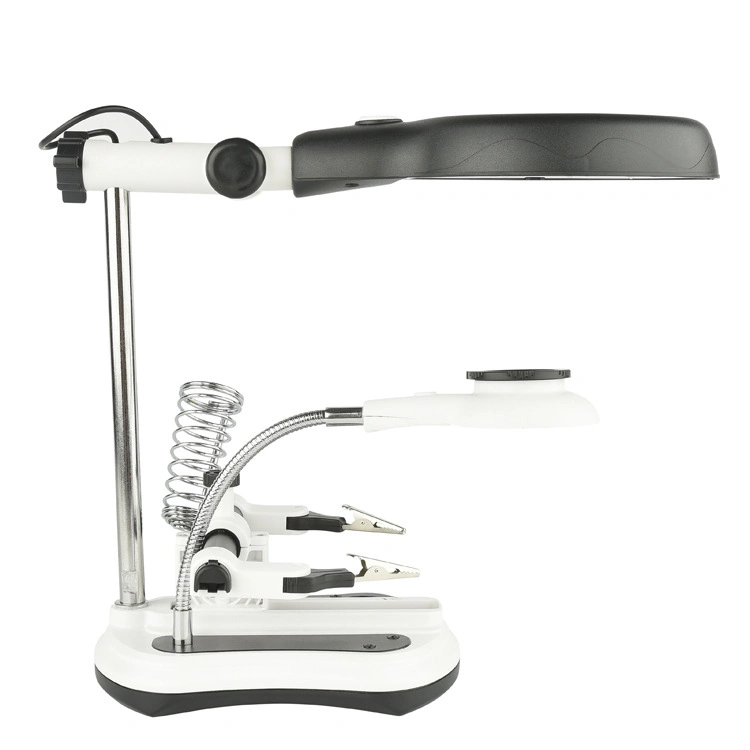 Big Lens Helping Hand Magnifier LED Auxiliary Clip Desk Lamp Magnifier for Repairing PCB DIY Soldering Work