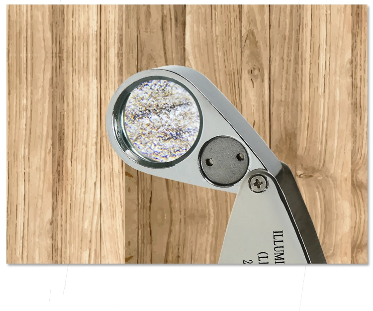 Customized Good Quality Mg21007 Portable Magnifying Glasses Folding Movable Handle for Jewellery Loupe