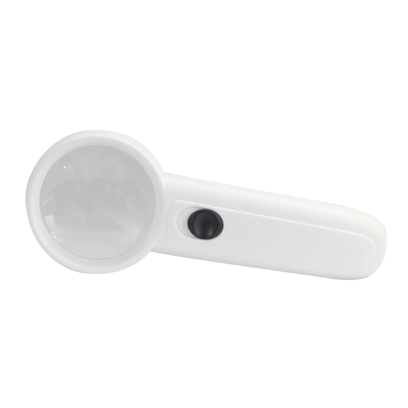 Hot Selling White Plastic Handheld Pocket LED Magnifier Jewelry Magnifying Glass Loupe