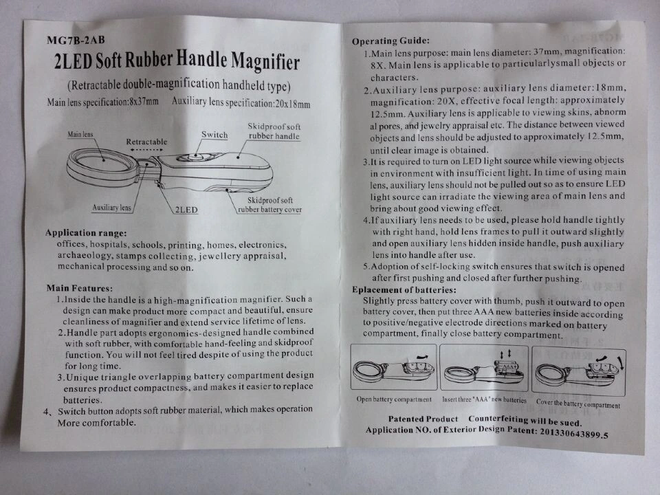 2LED Soft Rubber Handle Magnifier