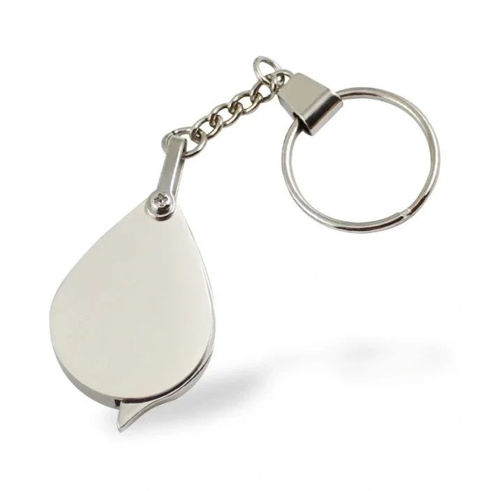 Portable All Metal Movable Handle 30mm Foldable Pocket Magnifying Glass with Keychain