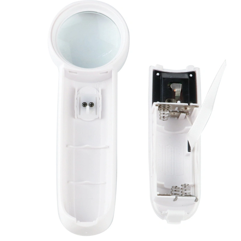 High Quality White Plastic Handheld Pocket LED Magnifier Jewelry Magnifying Glass Loupe