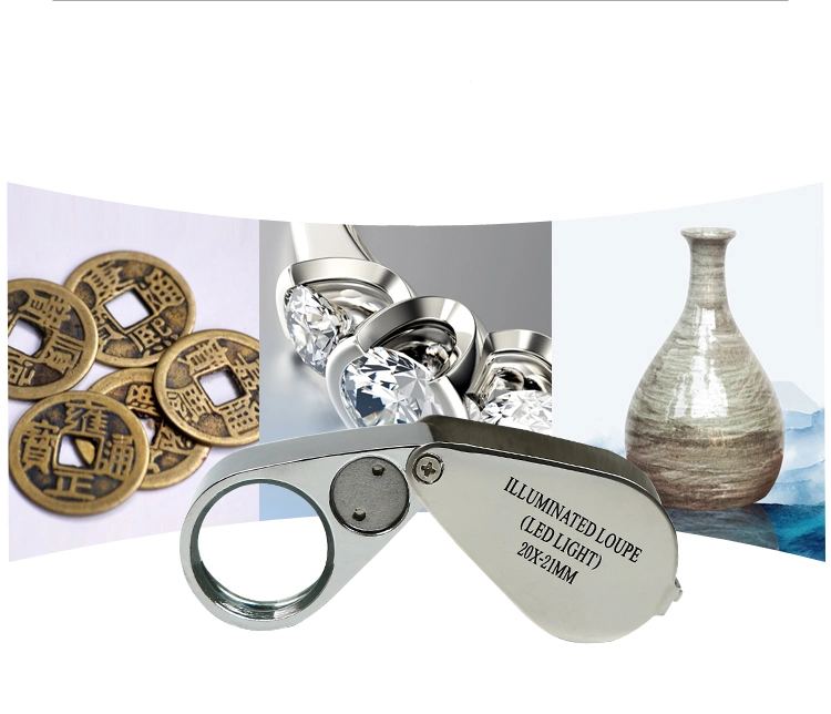 Customized Good Quality Mg21007 Portable Magnifying Glasses Folding Movable Handle for Jewellery Loupe