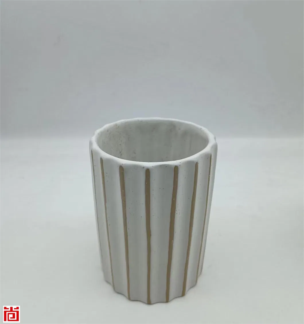 Vertical Stripe ceramic Candle Holder in Marvellous Design
