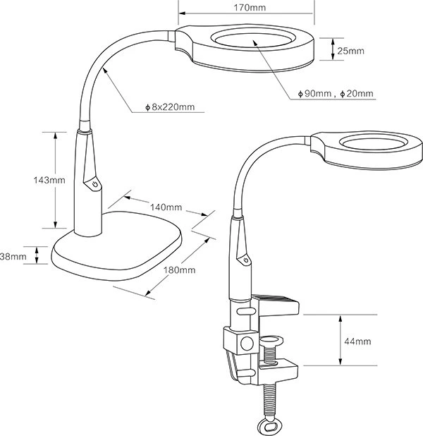 LED Magnifying Glass with Table Base and Clamp