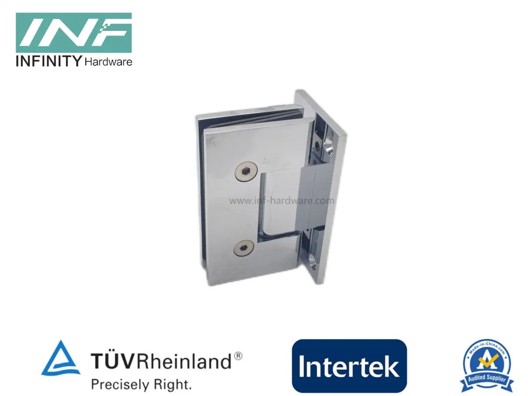 Glass Fitting Heavy Duty Straight Corner Glass to Wall Full Plate Door Shower Hinge with 85 and 90 Degree Reversible Pivot Pin and off-Angle Adjustable Pivot Pi