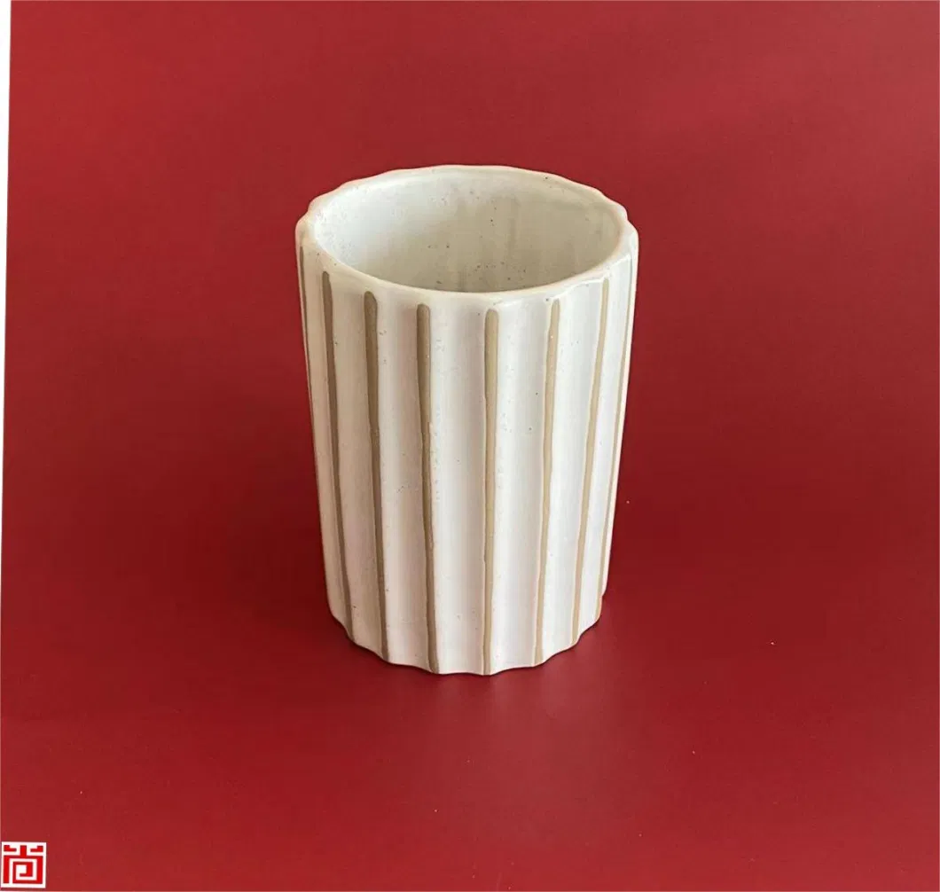 Vertical Stripe ceramic Candle Holder in Marvellous Design