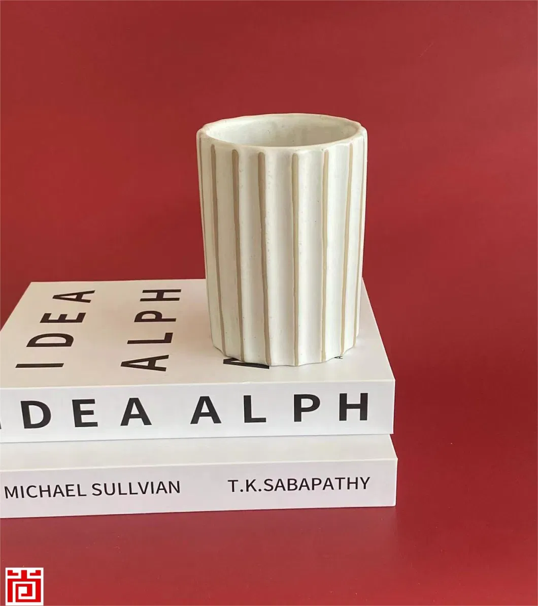 Vertical Stripe ceramic Candle Holder in Marvellous Design