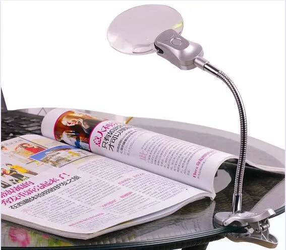 LED Lamp Magnifier Clip-on Desk Table Magnifying Glass Loupe