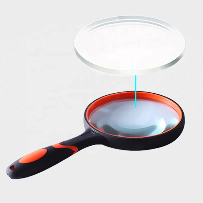 75mm Anti-Skid 10 Times Rubber Reading Magnifying Glass for Supermarket