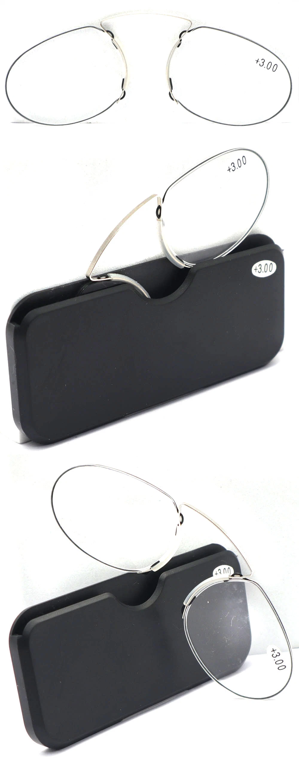 Portable Mini Pocket Magnifying Presbyopia Nose Clip Reading Glasses