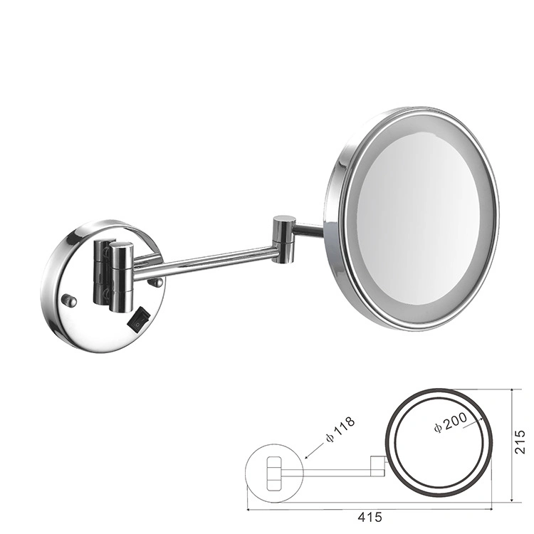 3X Magnifying Mirror Chrome Single Sides Wall Mounted Mirror with Extendable Arm