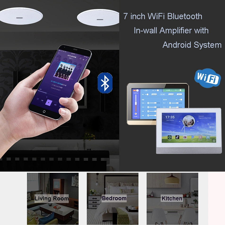 Home Theater with USB, TF, FM Radio, Wireless WiFi Network Android Bluetooth Wall Amplifier with 6 Inch Ceiling Speakers