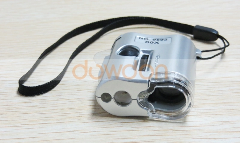 60X Mini Microscope Loupe LED Lighted Jewelry Magnifier Money Detector