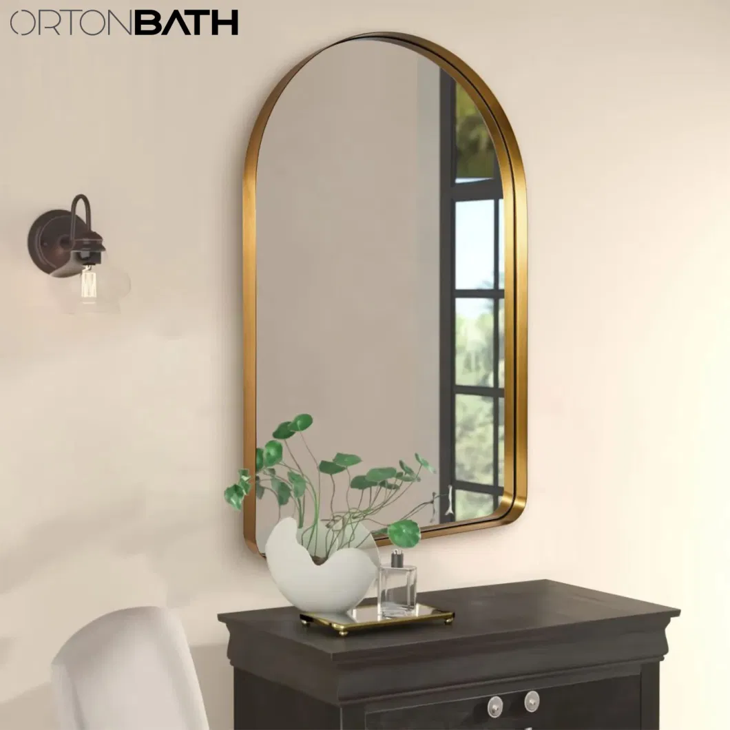 Ortonbath Gold 20&quot;X30&quot; Arched Wall Mirror, Vanity Mirror, with Metal Frame, for Bathroom, Bedroom, Entryway, Modern &amp; Contemporary Arch Top Wall Mirror