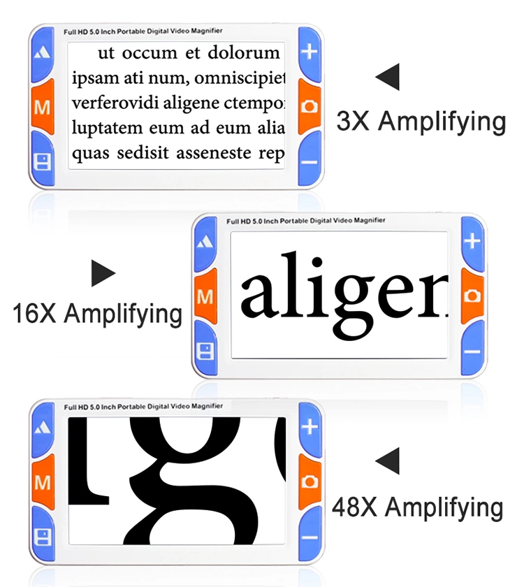 Portable 5&quot; 3X-48X LCD 800X480 Video Digital Magnifier Reading Aid for Low Vision