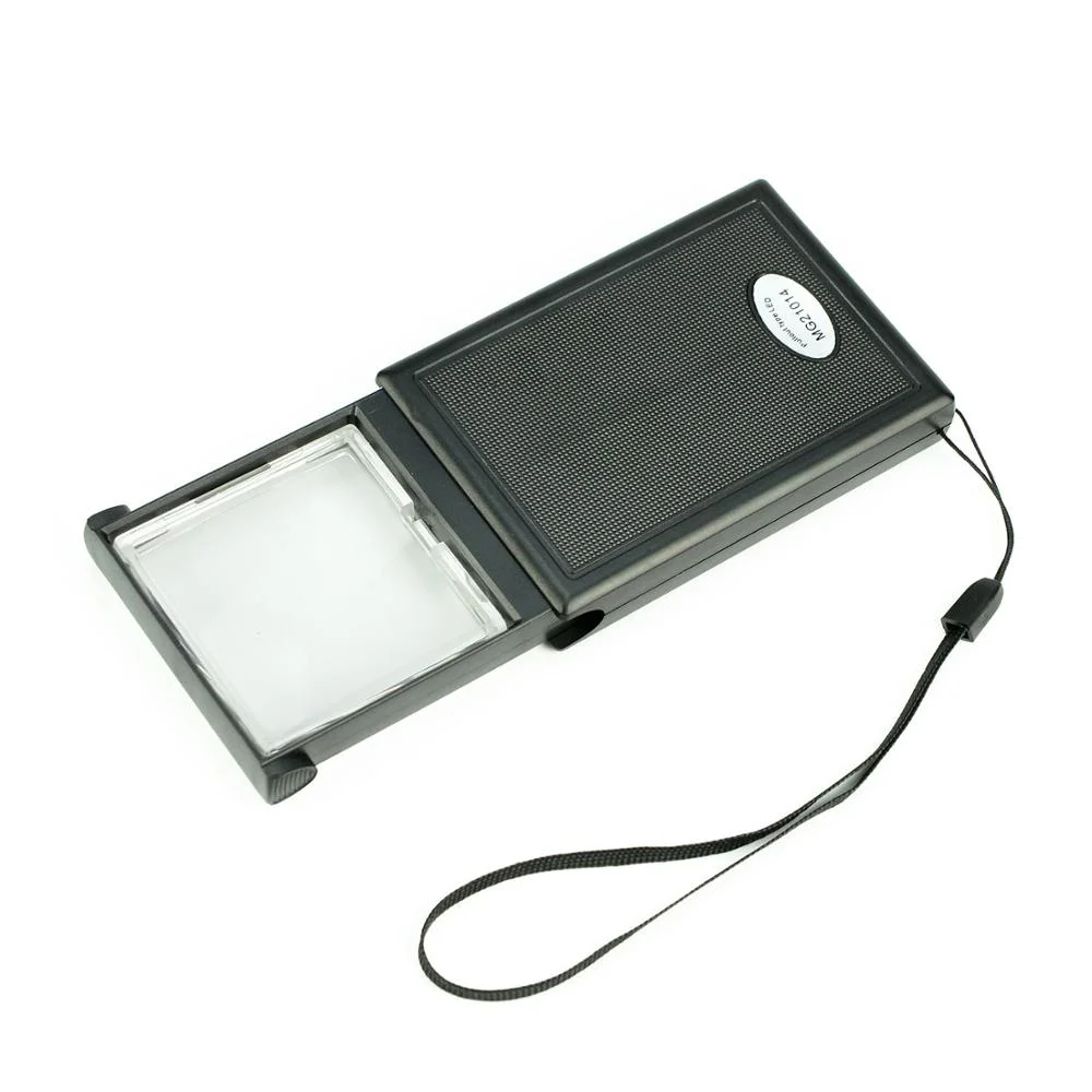 Pocket Square Lens Slide out Card Magnifier Magnifying Glass with LED Light