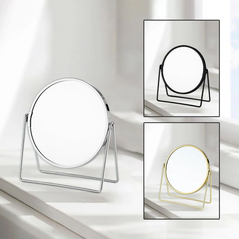 Household Steel Stand Makeup Magnifying Table Mirror Plastic Surface Galvanization Mirror Bathroom Mirror Cosmetic Mirror