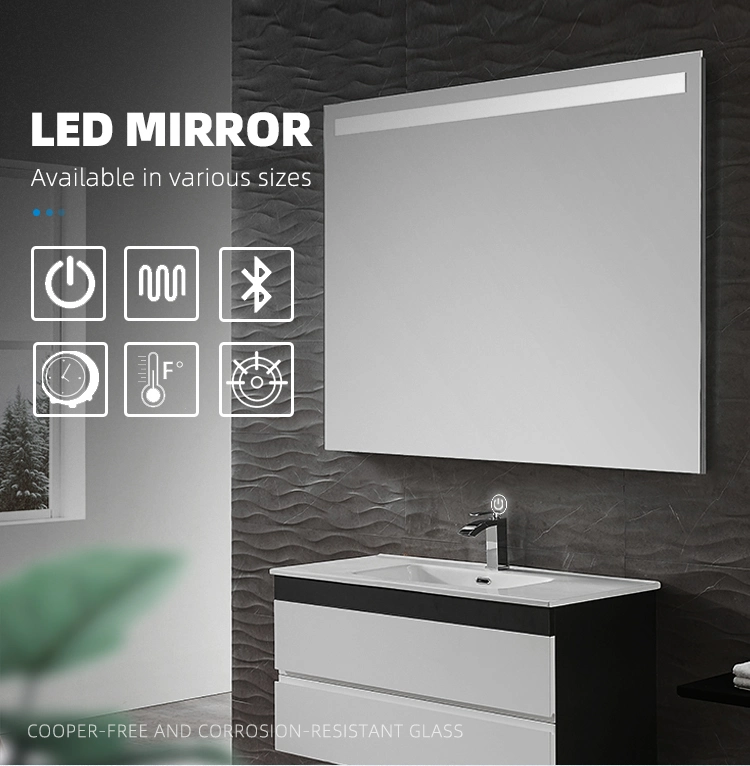 Silver Wall Full Bluetooth Smart Decorative Mirror Make up Touch Screen Smart LED Bathroom Mirror