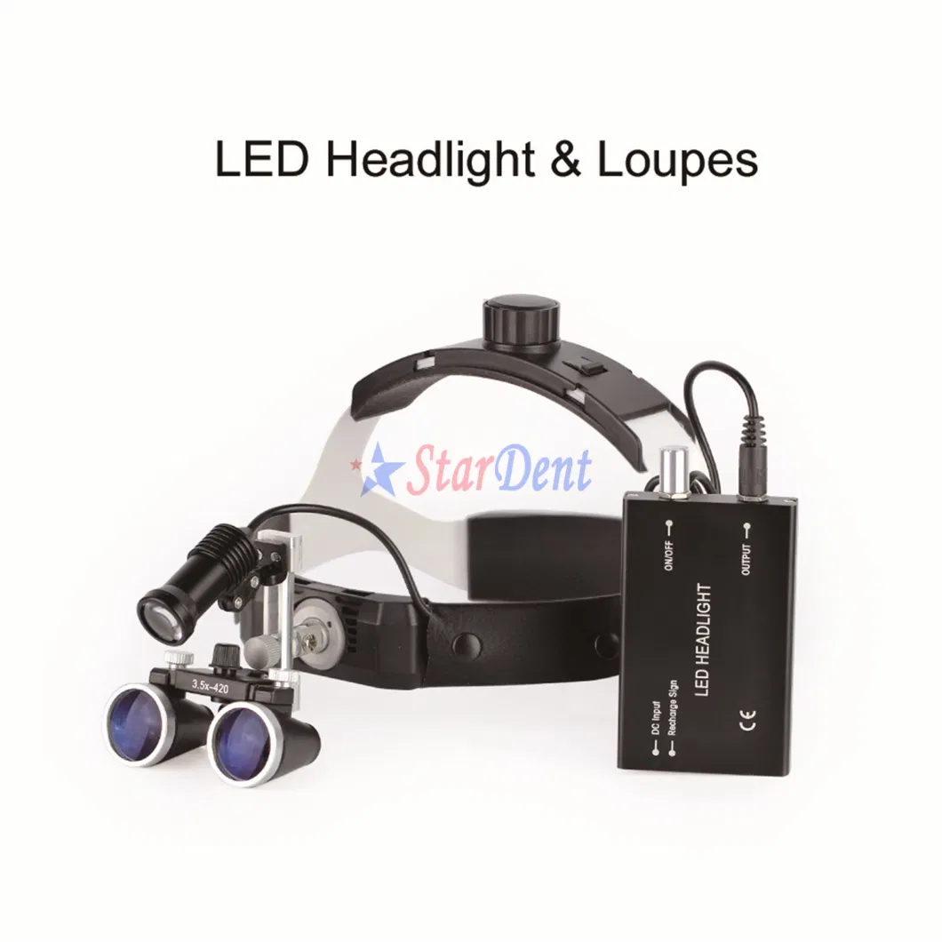 Dental Loupe 2.5X/3.5X Medical Operation Binocular Loupe with LED Headlight Rechargeable Lithium Battery Magnifying Glasses with Lamp