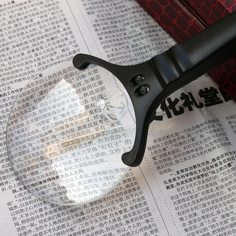 Straight Shank Handheld Magnifier Frame-Less Loupe with LED Light Magnifying Glass