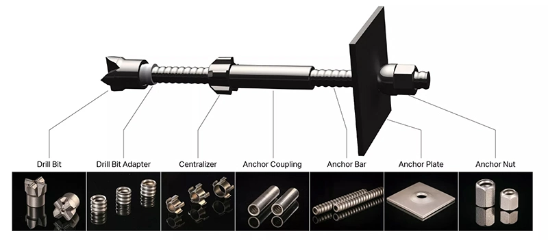 Full Threaded Steel Self Drilling Rock Bolt / Hollow Anchor Bar/ Hollow Grouting Rock Bolts