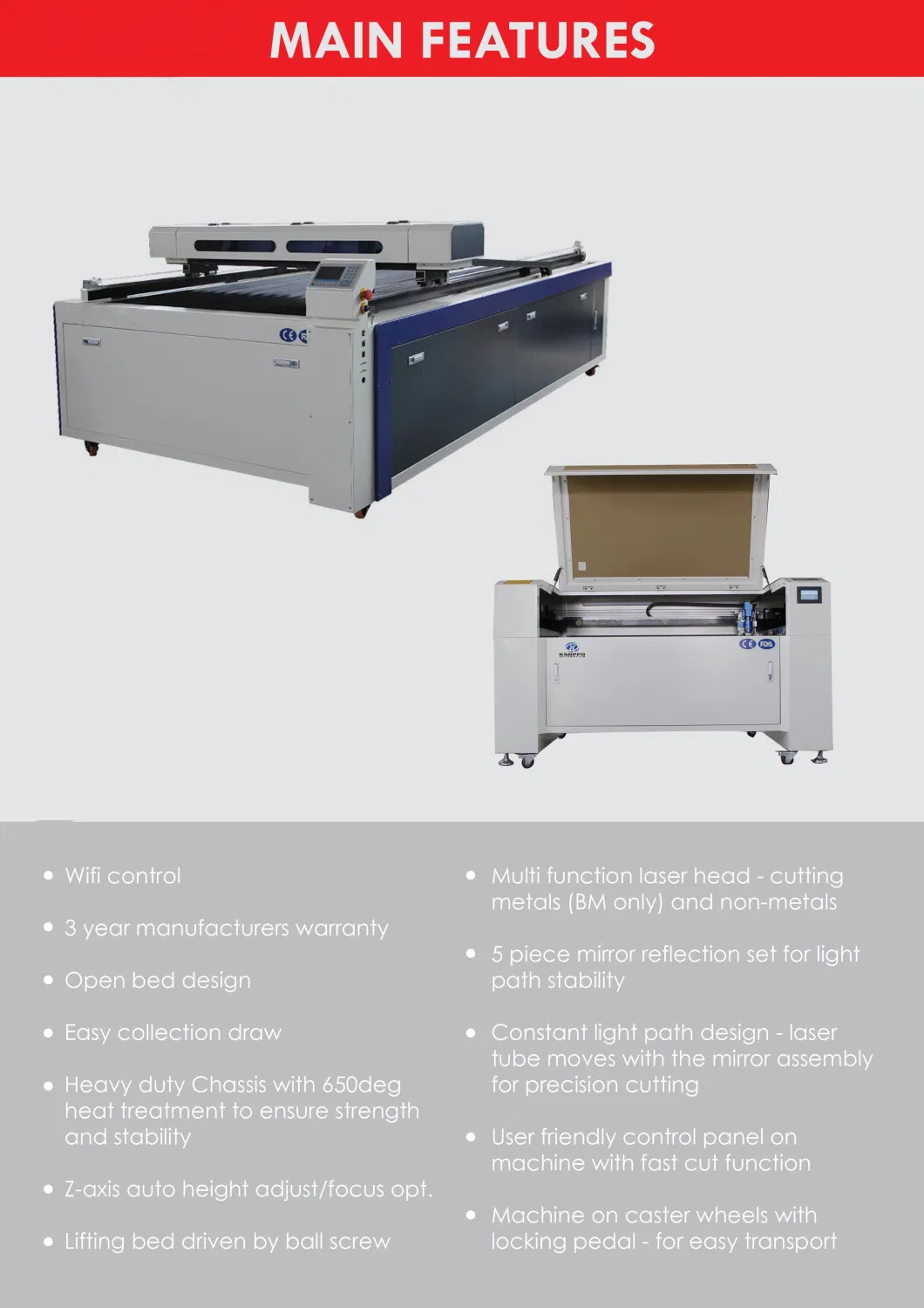 Metal and Nonmetal Materials CO2 Laser Cutter / CNC Aser Metal Cutting Machine Price