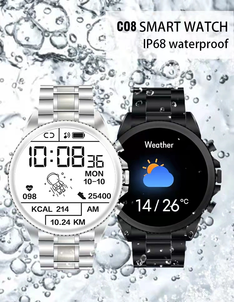 Hot Sell C08 Waterproof 1.28inch Round Screen Smartwatch