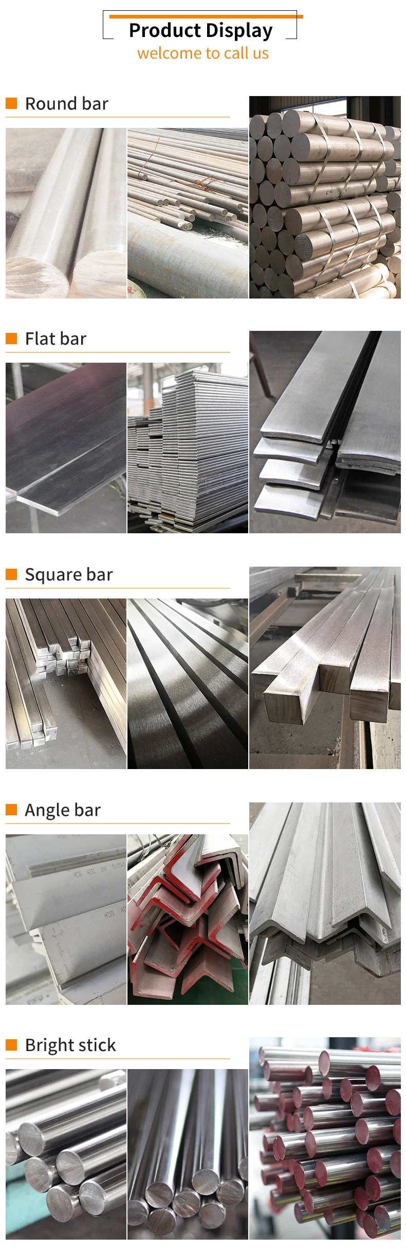 ASTM 201 304 Round Ss Steel Bar Bidirectional Stainless Steel/Aluminum/Carbon/Galvanized/Alloy/Cooper Bar