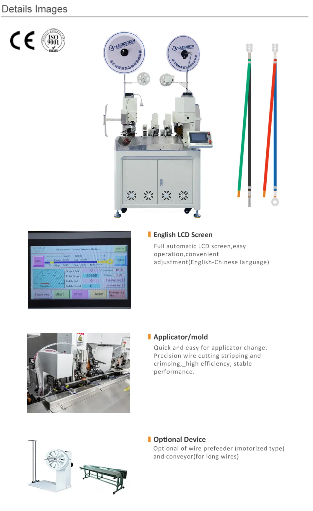 Wire Cutting Stripping Terminal Connector Crimping Machine Three Ends Two Cable Crimping Tool