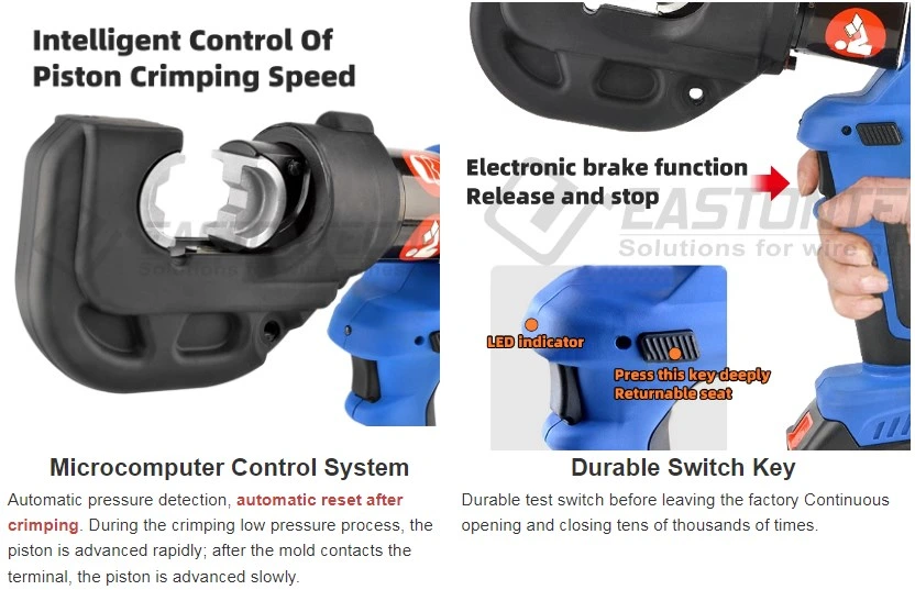 Eastontech Microcomputer Control System Hydraulic Cable Terminate Crimper for Crimping 16~400 mm2 Cu/Al Conducting