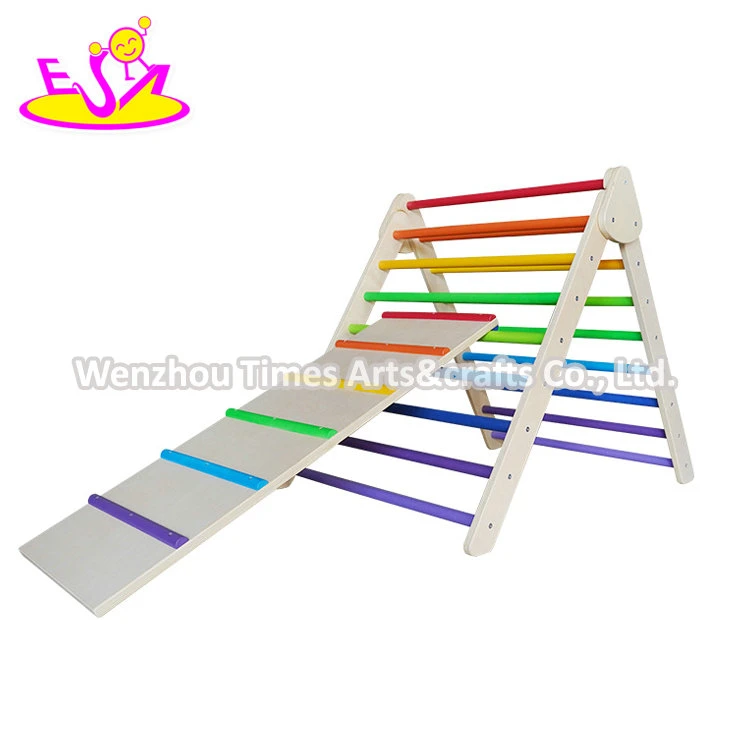 Montessori Large Foldable Wooden Triangle Climbing Frame in Natural W01f043