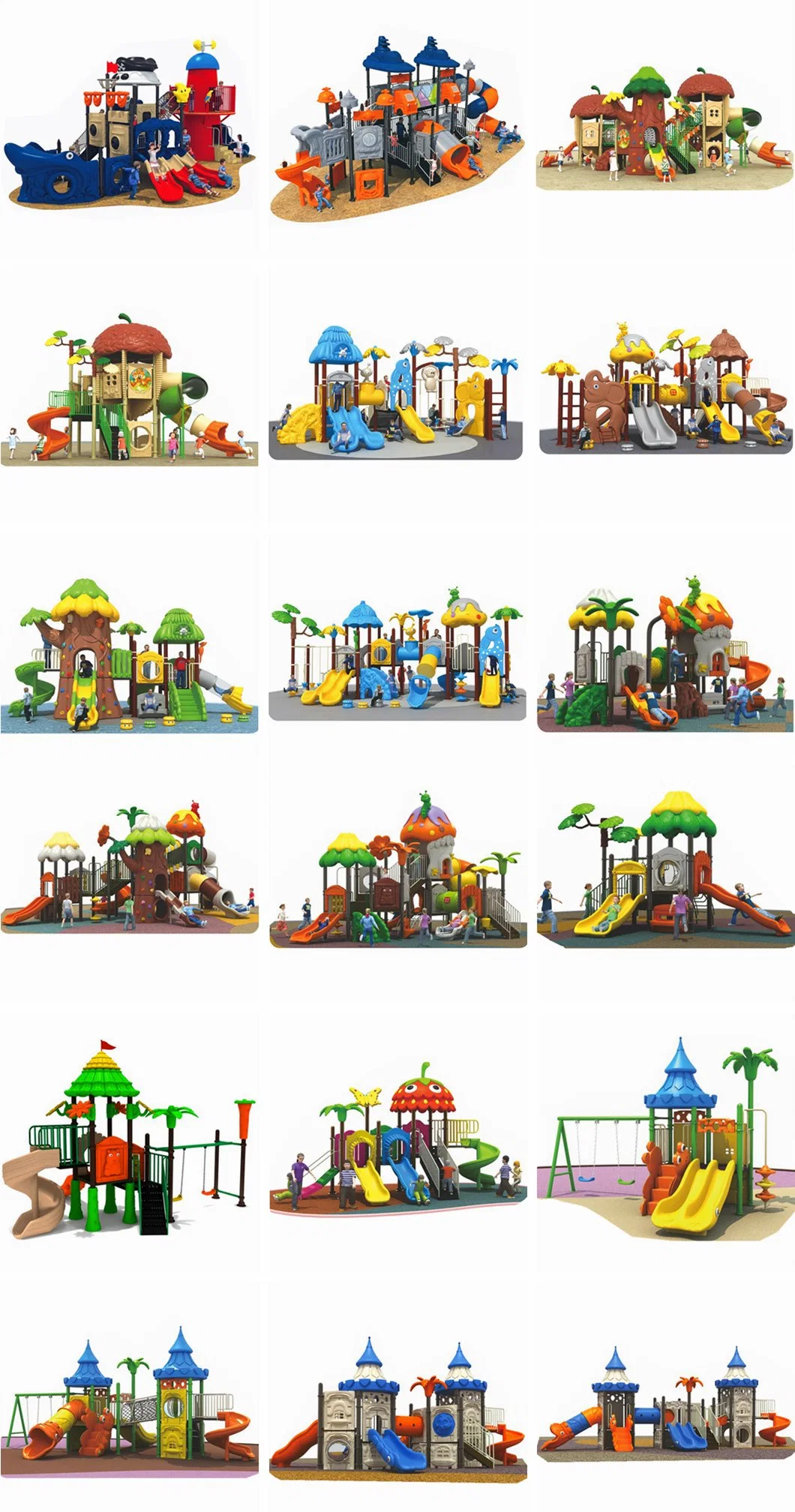 Large Outdoor Children&prime;s Amusement Park Plastic Slide Playground Swing Set