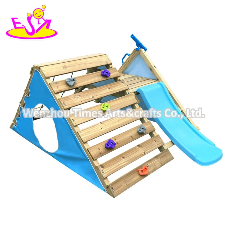 Outdoor Playground Equipment Wooden Climbing Frames Slide Set for Kids W01d276