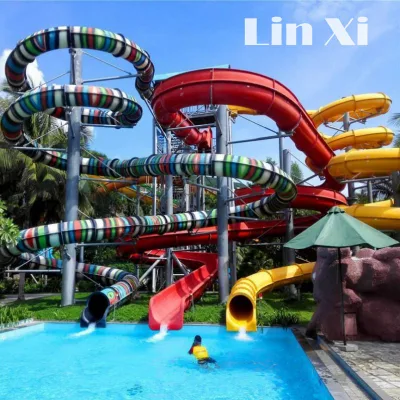 Equipo de parque acuático personalizado para adultos, portaobjetos curvo de fibra de vidrio de alta altitud para niños