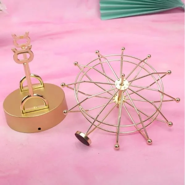 Gold Metal Ferris Wheel Perpetual Motion Ornament Creative Magnetic Swing Device Pendulum