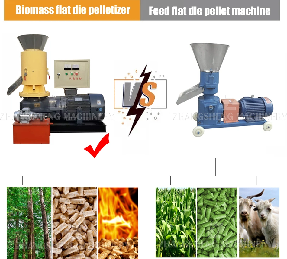 High Efficiency 50-1000kg/H Tree Branches Granulato Flat Die Wood Pellet Machine