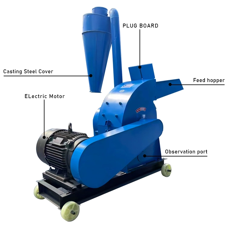 Powerful Feed Crusher Machine Sorghum Cornstalk Wheat Straw Rice Husk Maize Grinding Hammer Mill